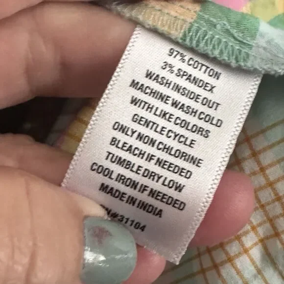 Crown & Ivy Top Blouse 2X Plus Roll Tab Sleeve Button Front‎ Easter Pastel NEW - Picture 7 of 10